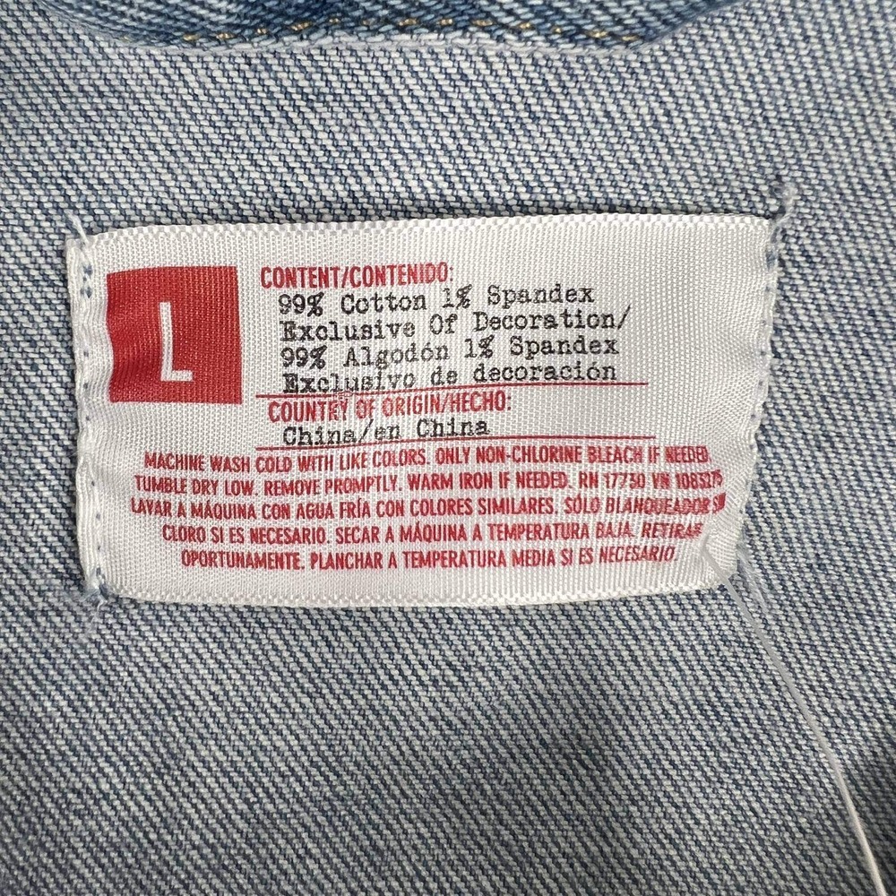 Target Pride Blu Stonewall 1969 Denim Trucker Jacket L Blue Womens NWT Rainbow - Picture 4 of 10